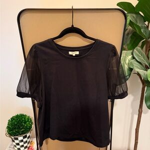 Madewell Black Sheer Sleeve Blouse